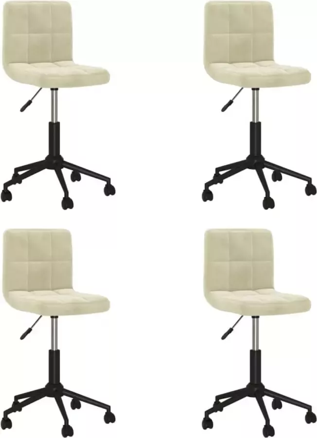 VidaXL Eetkamerstoelen draaibaar 4 st fluweel crèmekleurig - Foto 2