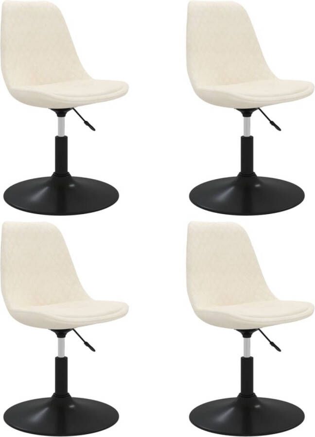 VidaXL Eetkamerstoelen draaibaar 4 st fluweel crÃ¨mekleurig - Foto 3