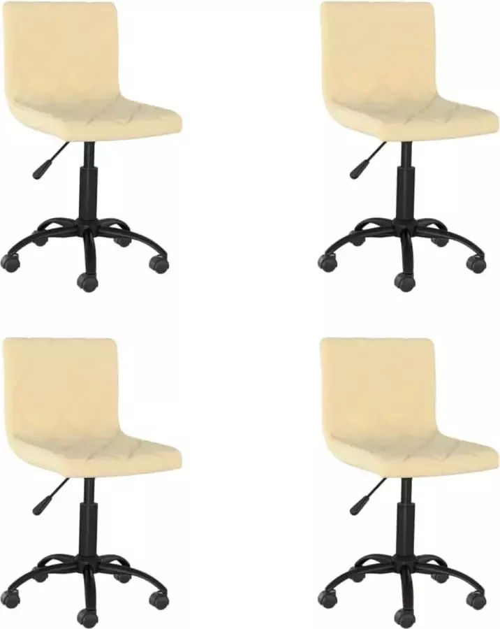 VidaXL Eetkamerstoelen draaibaar 4 st fluweel crèmekleurig - Foto 1