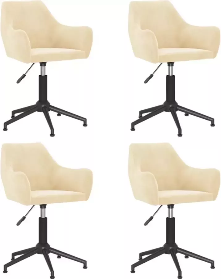 VidaXL Eetkamerstoelen draaibaar 4 st fluweel crèmekleurig - Foto 2