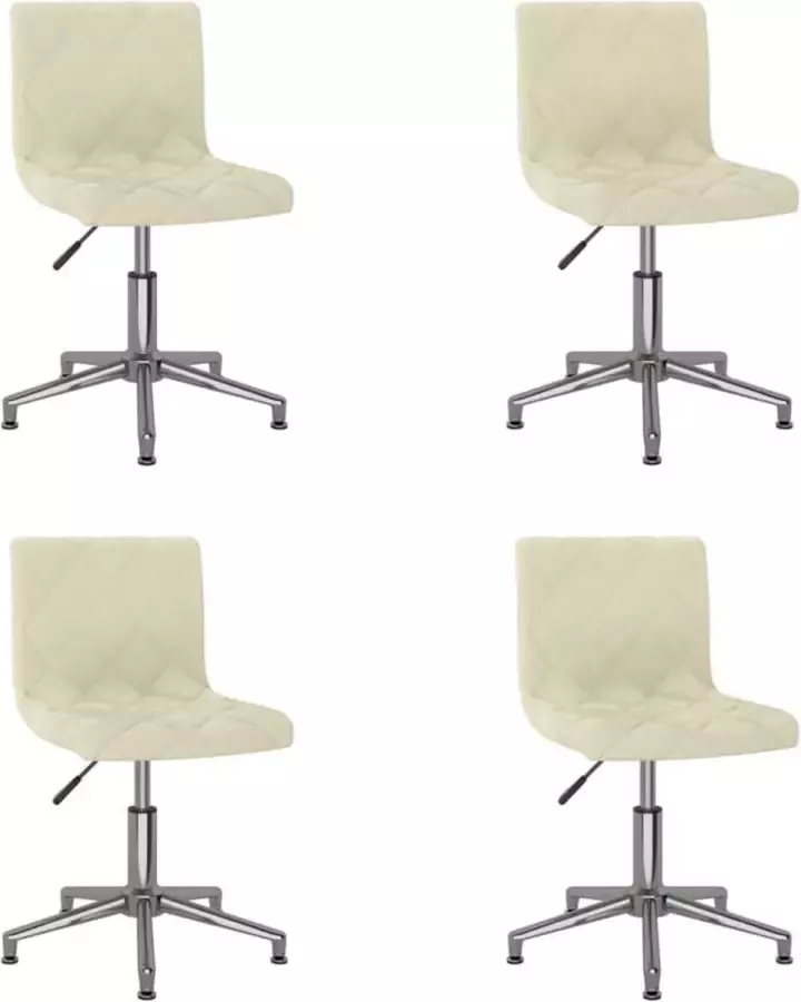VidaXL Eetkamerstoelen draaibaar 4 st fluweel crèmekleurig - Foto 2