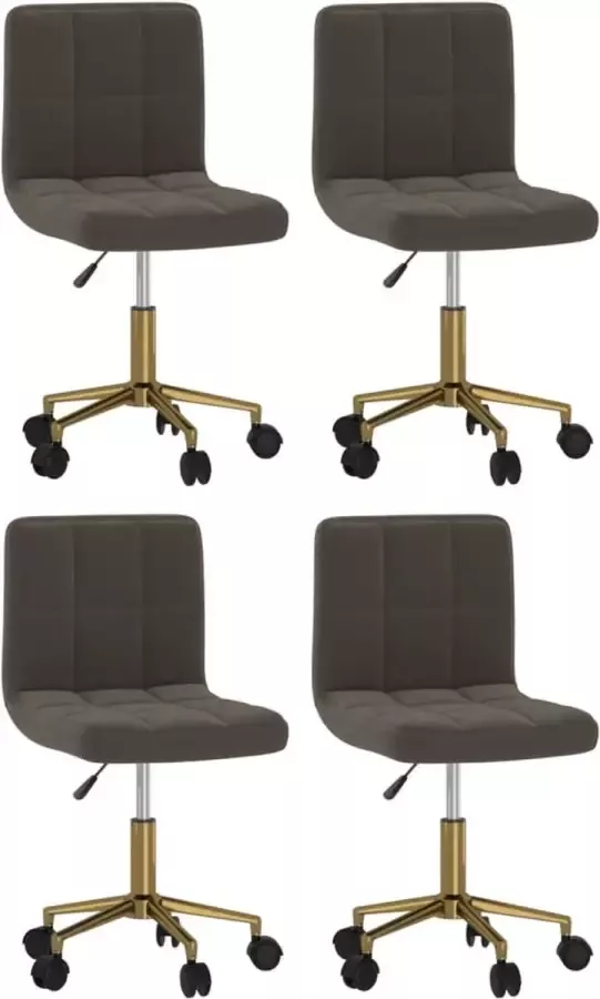VidaXL Eetkamerstoelen draaibaar 4 st fluweel donkergrijs - Foto 2