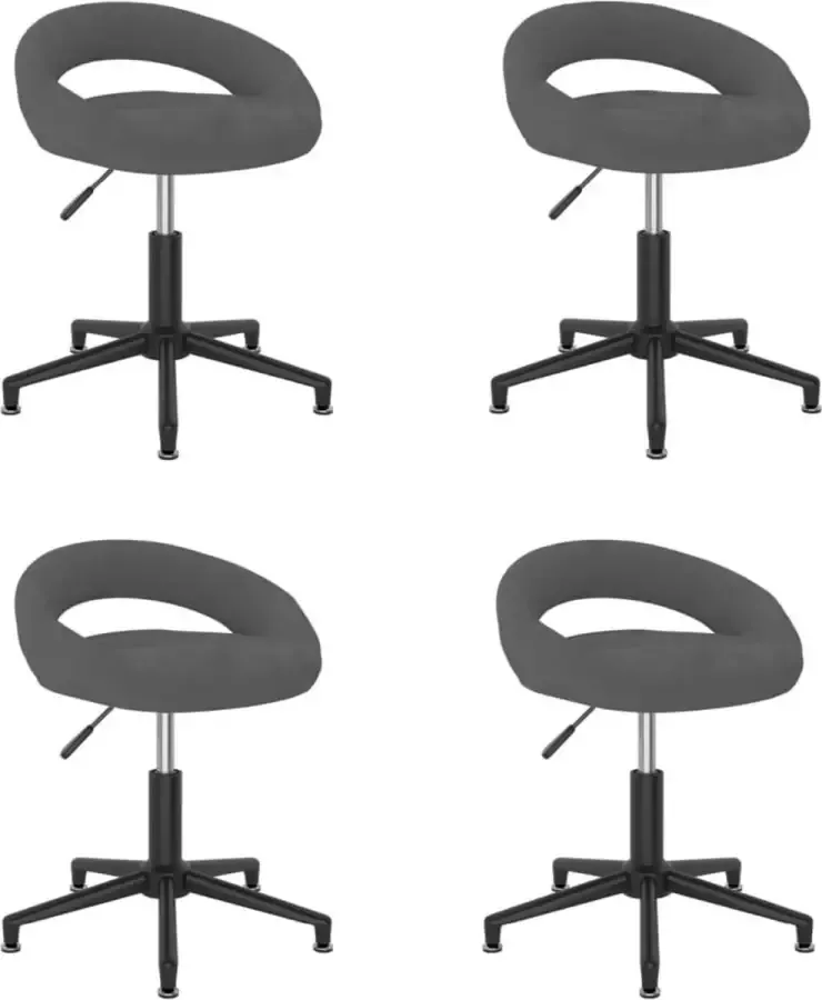 VidaXL Eetkamerstoelen draaibaar 4 st fluweel donkergrijs - Foto 2