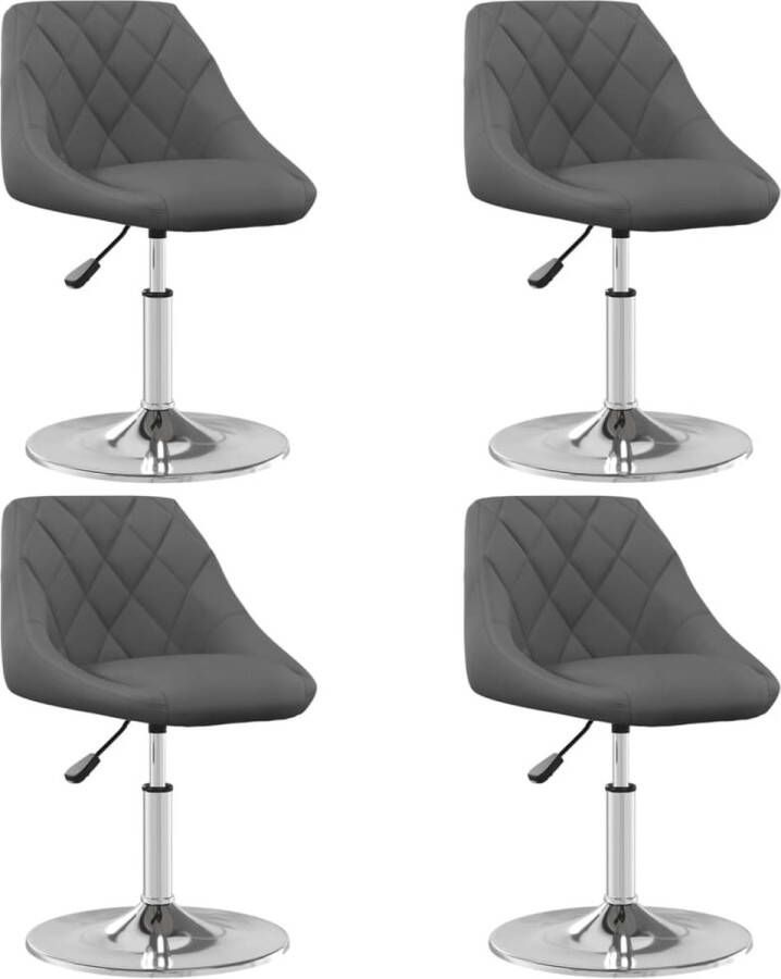 VidaXL Eetkamerstoelen Draaibaar Set van 4 Grijs Eetkamerstoelen Draaibare Stoelen Fluweel Stoelen Donkere Stoelen Luxe Stoelen Ergonomische Stoelen Dining Chairs - Foto 2