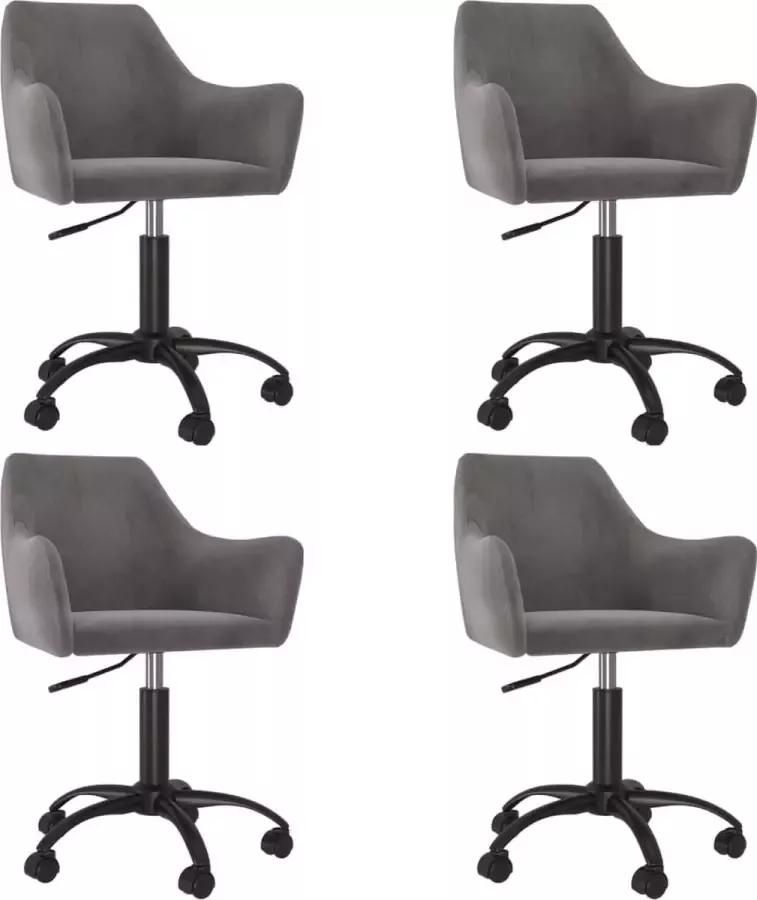 VidaXL Eetkamerstoelen draaibaar 4 st fluweel donkergrijs - Foto 2