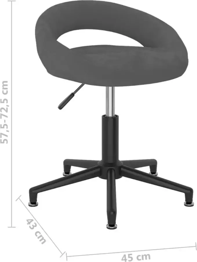 VidaXL Eetkamerstoelen draaibaar 4 st fluweel donkergrijs