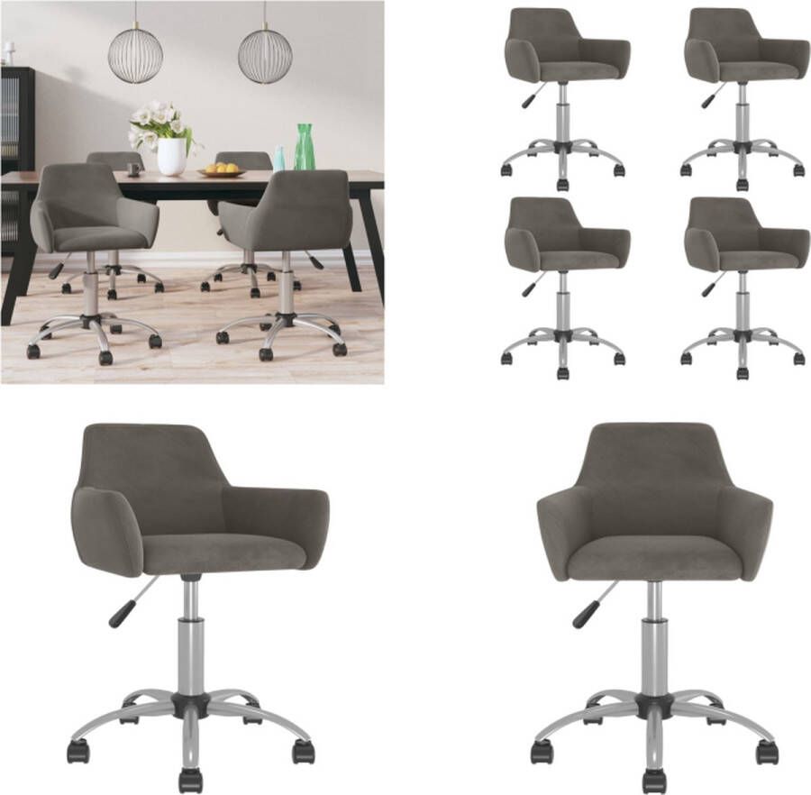 VidaXL Eetkamerstoelen draaibaar 4 st fluweel donkergrijs Draaibare Eetkamerstoel Draaibare Eetkamerstoelen Stoel Eetstoel