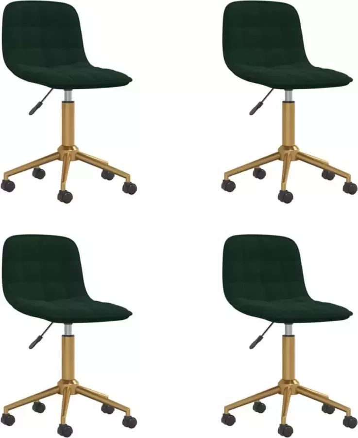 VidaXL Eetkamerstoelen draaibaar 4 st fluweel donkergroen - Foto 1