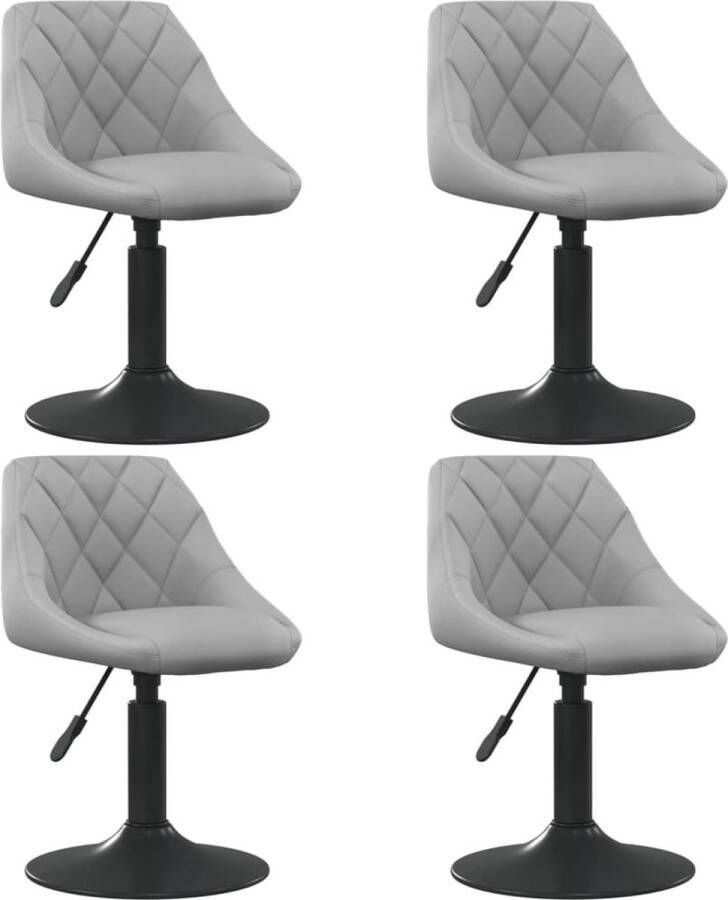 VidaXL -Eetkamerstoelen-draaibaar-4-st-fluweel-lichtgrijs - Foto 2