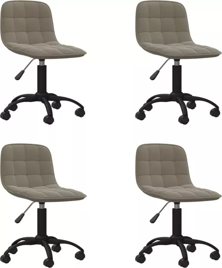 VidaXL Eetkamerstoelen draaibaar 4 st fluweel lichtgrijs - Foto 2