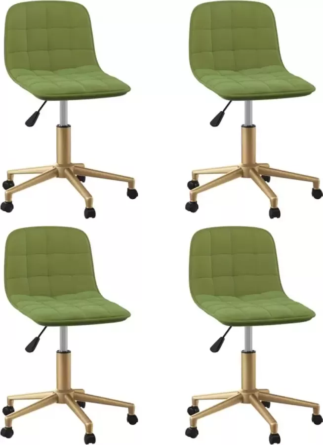 VidaXL Eetkamerstoelen draaibaar 4 st fluweel lichtgroen - Foto 2