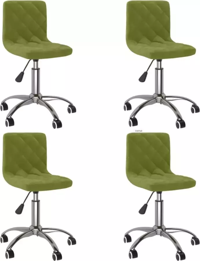 VidaXL Eetkamerstoelen Draaibaar 4 St Fluweel Lichtgroen - Foto 1