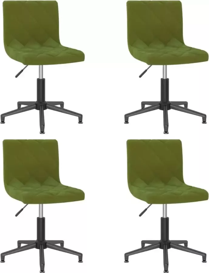 VidaXL Eetkamerstoelen draaibaar 4 st fluweel lichtgroen - Foto 1