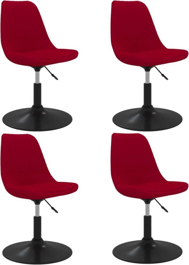 VidaXL -Eetkamerstoelen-draaibaar-4-st-fluweel-rood