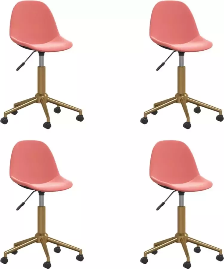 VidaXL -Eetkamerstoelen-draaibaar-4-st-fluweel-roze - Foto 2