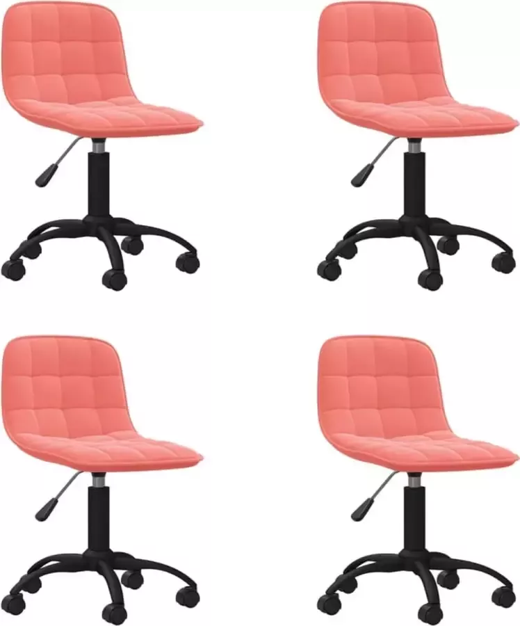 VIDAXL Eetkamerstoelen draaibaar 4 st fluweel roze - Foto 1