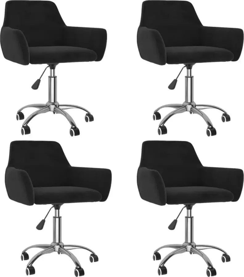 VidaXL Eetkamerstoelen draaibaar 4 st fluweel zwart - Foto 2