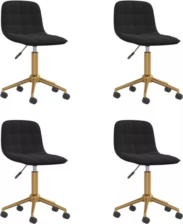 VidaXL Eetkamerstoelen draaibaar 4 st fluweel zwart