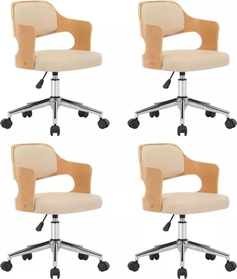 VidaXL Eetkamerstoelen 4 stuks Kunstleer crème Eetkamerstoelen Kunstleder Meubels Comfortabele Stoelen Dining Chairs Krukken Bureaustolen Ergonomische Stoelen Vintage Stoelen Scandinavische Stoelen - Foto 2