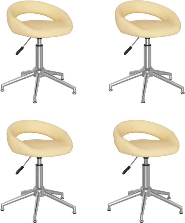 VidaXL -Eetkamerstoelen-draaibaar-4-st-kunstleer-crèmekleurig