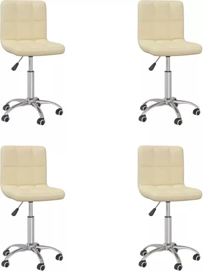 VidaXL Eetkamerstoelen draaibaar 4 st kunstleer crèmekleurig