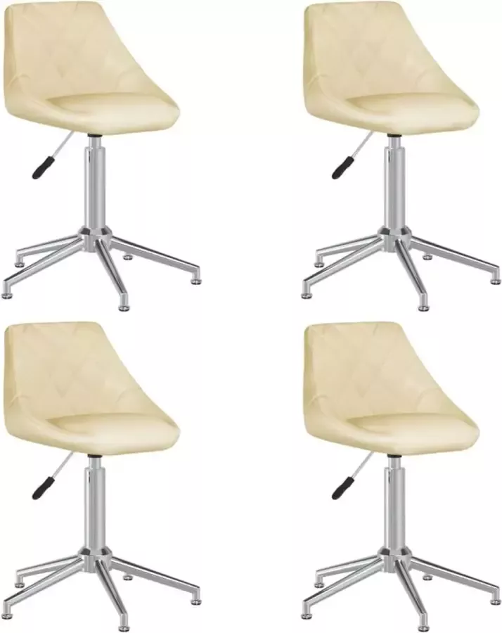 VidaXL Eetkamerstoelen draaibaar 4 st kunstleer crèmekleurig