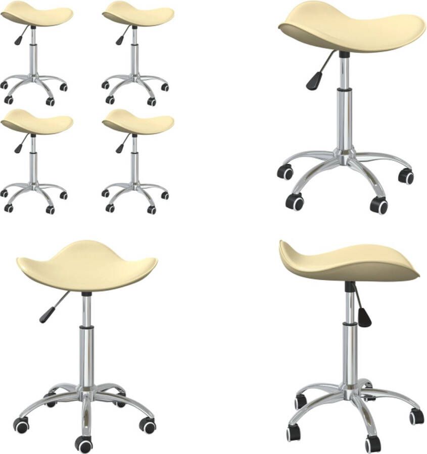 VidaXL Eetkamerstoelen draaibaar 4 st kunstleer crèmekleurig Eetkamerstoel Eetkamerstoelen Dinerstoel Dinerstoelen