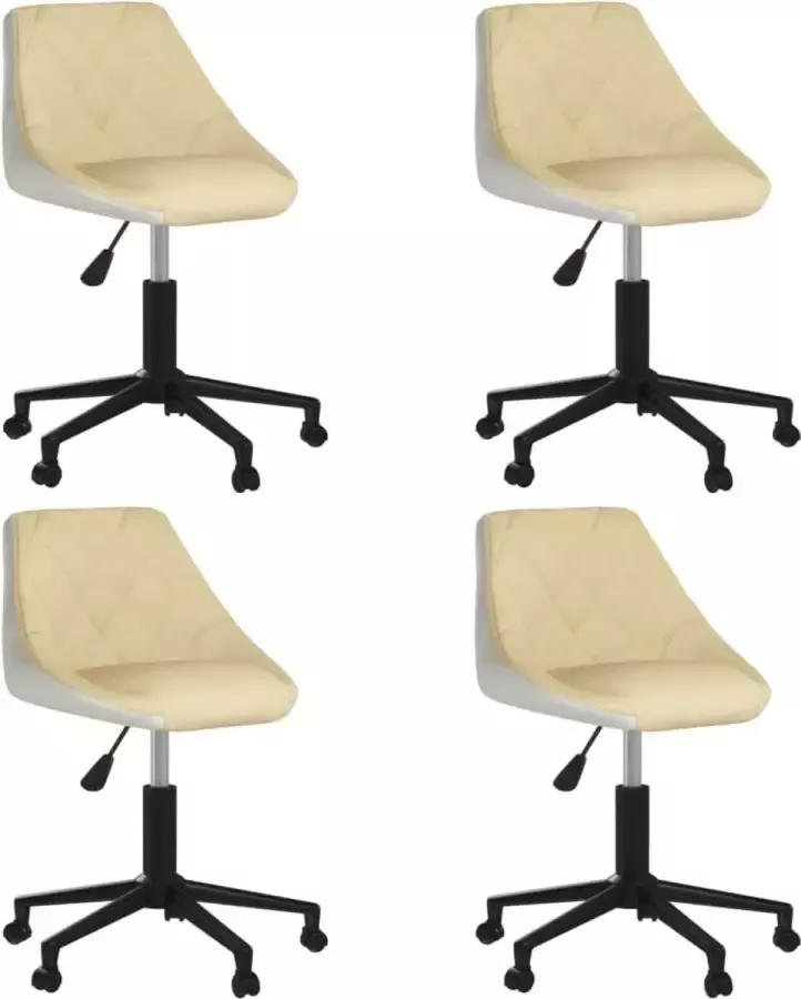 VidaXL -Eetkamerstoelen-draaibaar-4-st-kunstleer-crèmekleurig-en-wit - Foto 2
