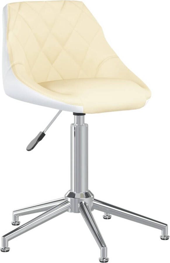 VidaXL Eetkamerstoelen draaibaar 4 st kunstleer crèmekleurig en wit