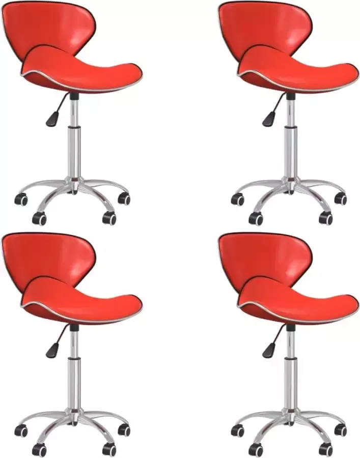 VIDAXL Eetkamerstoelen draaibaar 4 st kunstleer rood - Foto 1