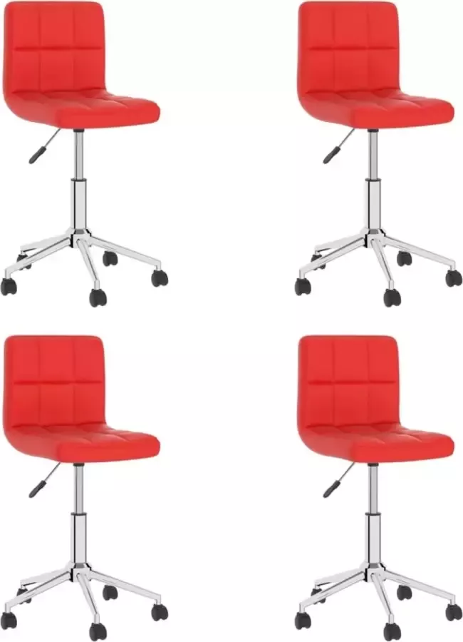 VIDAXL Eetkamerstoelen draaibaar 4 st kunstleer rood