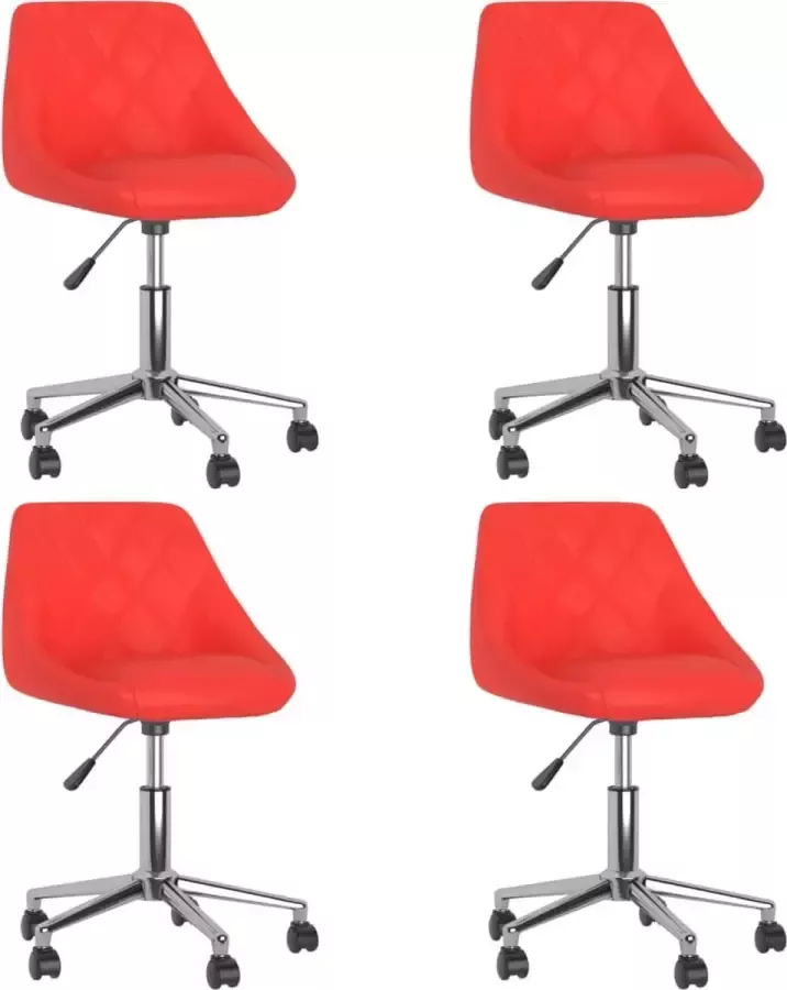 VIDAXL Eetkamerstoelen draaibaar 4 st kunstleer rood - Foto 2