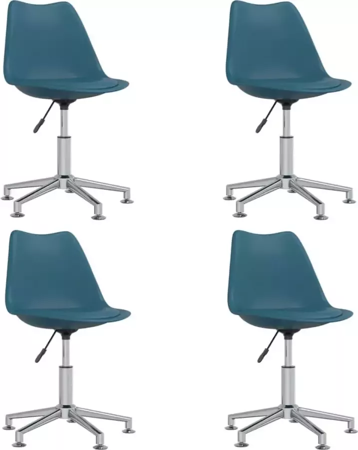 VidaXL Eetkamerstoelen Draaibaar 4 St Kunstleer Turquoise - Foto 2