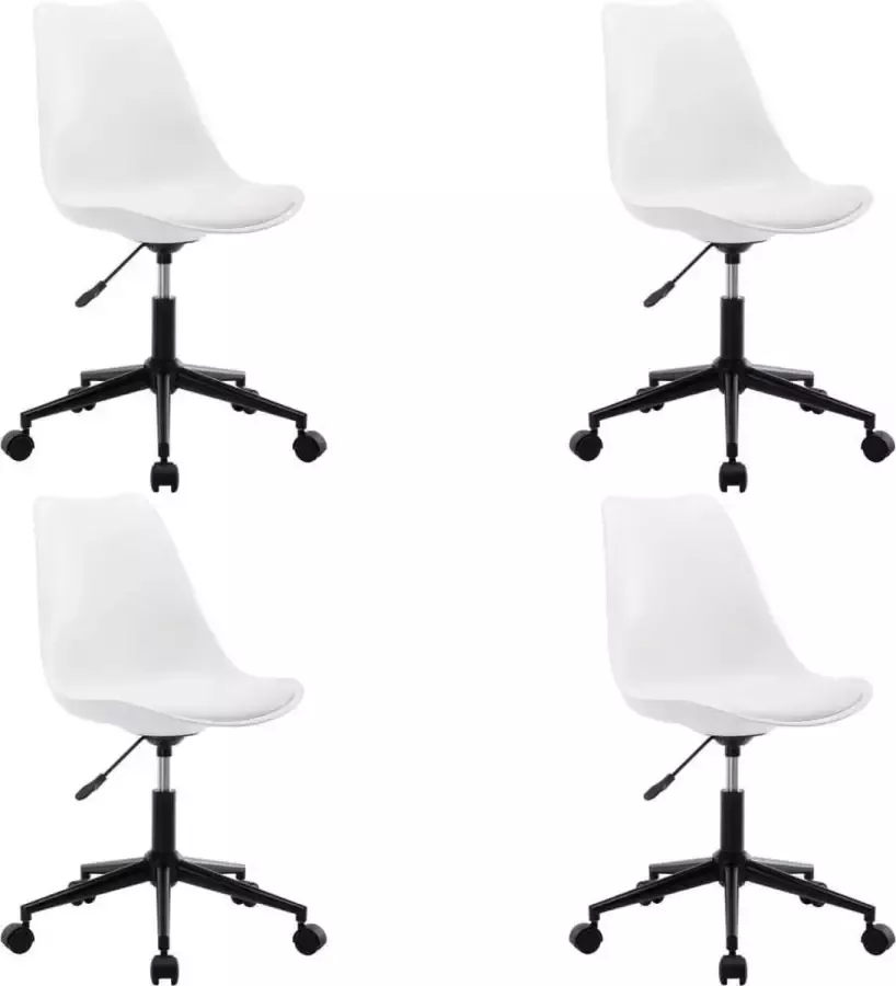 VidaXL Eetkamerstoelen draaibaar 4 st kunstleer wit - Foto 1