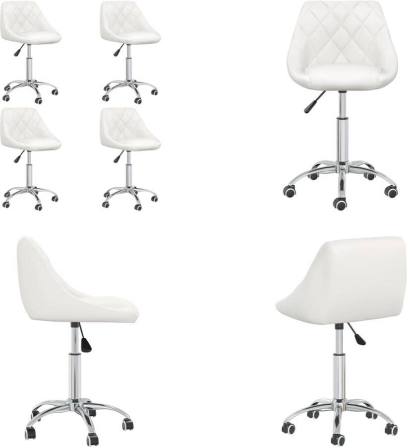 VidaXL -Eetkamerstoelen-draaibaar-4-st-kunstleer-wit