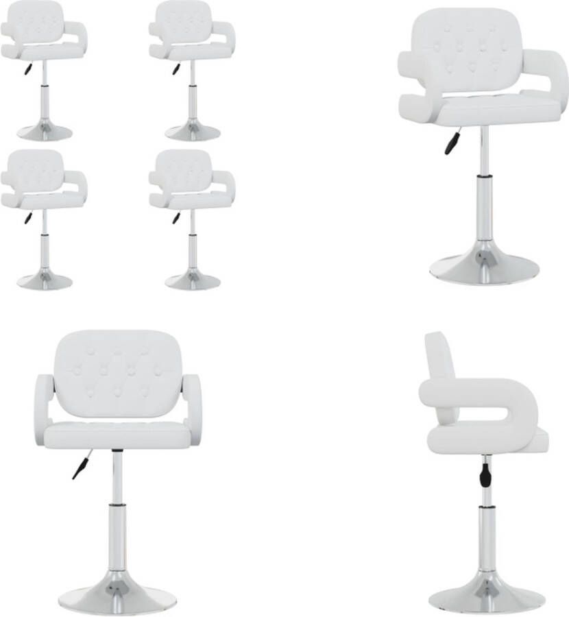 VidaXL -Eetkamerstoelen-draaibaar-4-st-kunstleer-wit