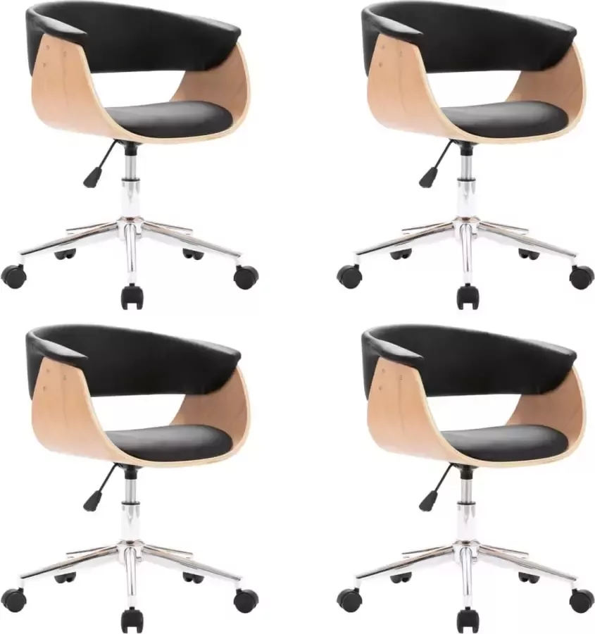 VidaXL -Eetkamerstoelen-draaibaar-4-st-kunstleer-zwart - Foto 3