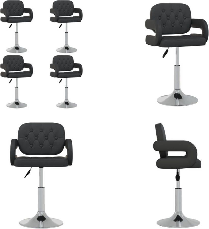 VidaXL -Eetkamerstoelen-draaibaar-4-st-kunstleer-zwart