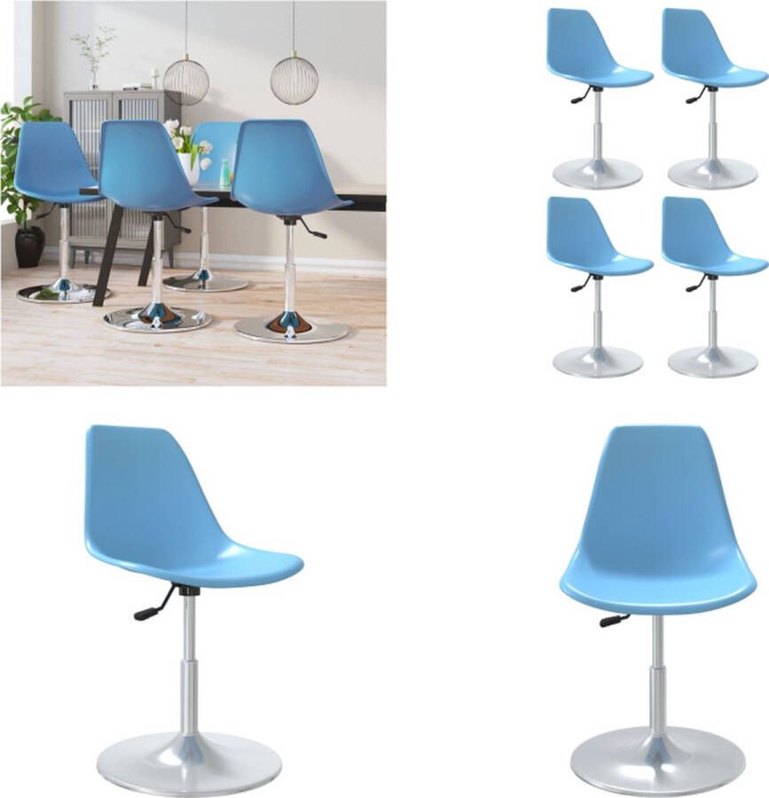 VidaXL Eetkamerstoelen draaibaar 4 st PP blauw Eetkamerstoel Eetkamerstoelen Draaistoel Draaibare Stoel
