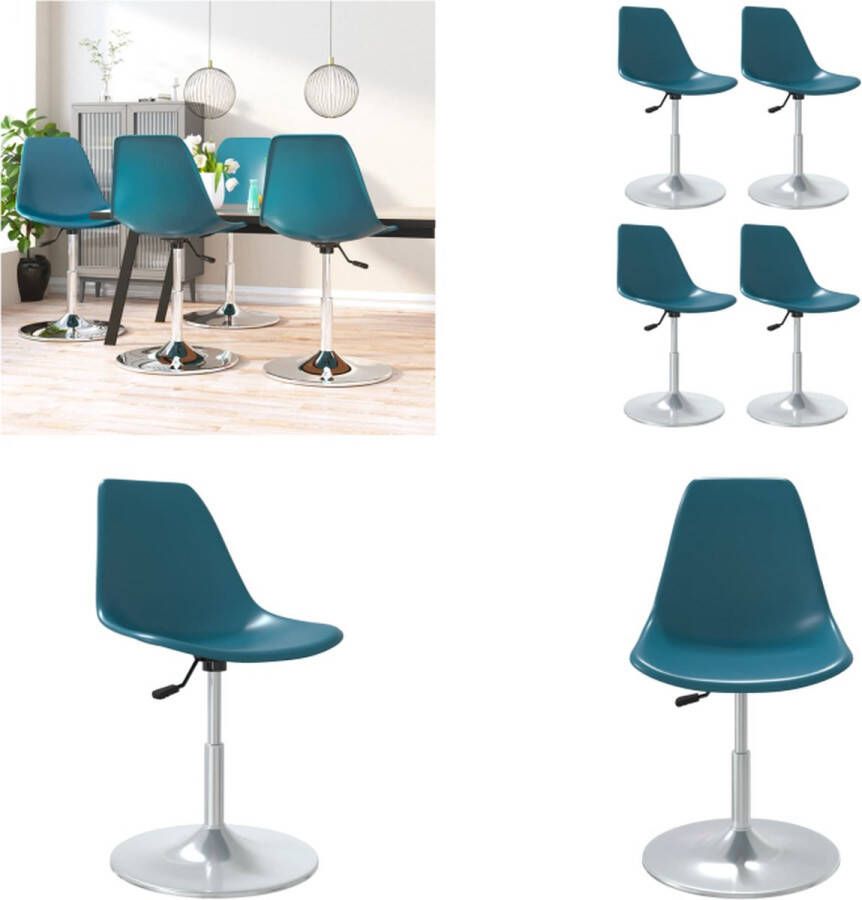 VidaXL Eetkamerstoelen draaibaar 4 st PP turquoise Eetkamerstoel Eetkamerstoelen Draaistoel Draaibare Stoel