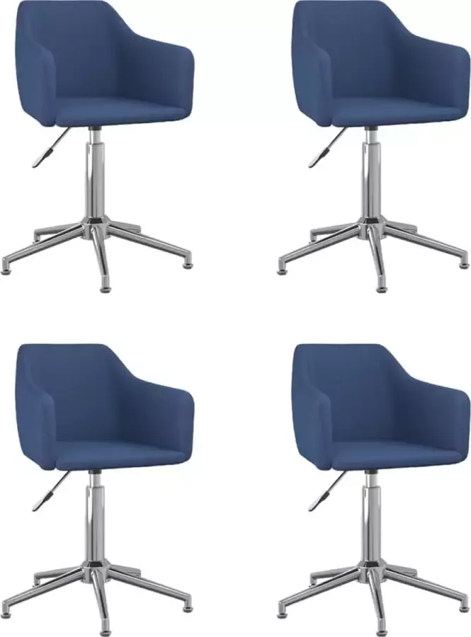 VidaXL Eetkamerstoelen draaibaar 4 st stof blauw - Foto 2