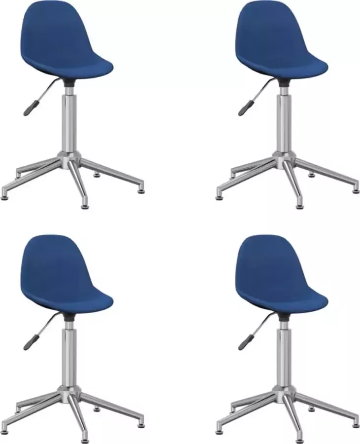 VidaXL -Eetkamerstoelen-draaibaar-4-st-stof-blauw - Foto 2