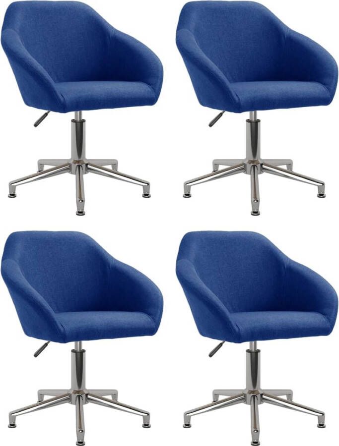 VidaXL -Eetkamerstoelen-draaibaar-4-st-stof-blauw