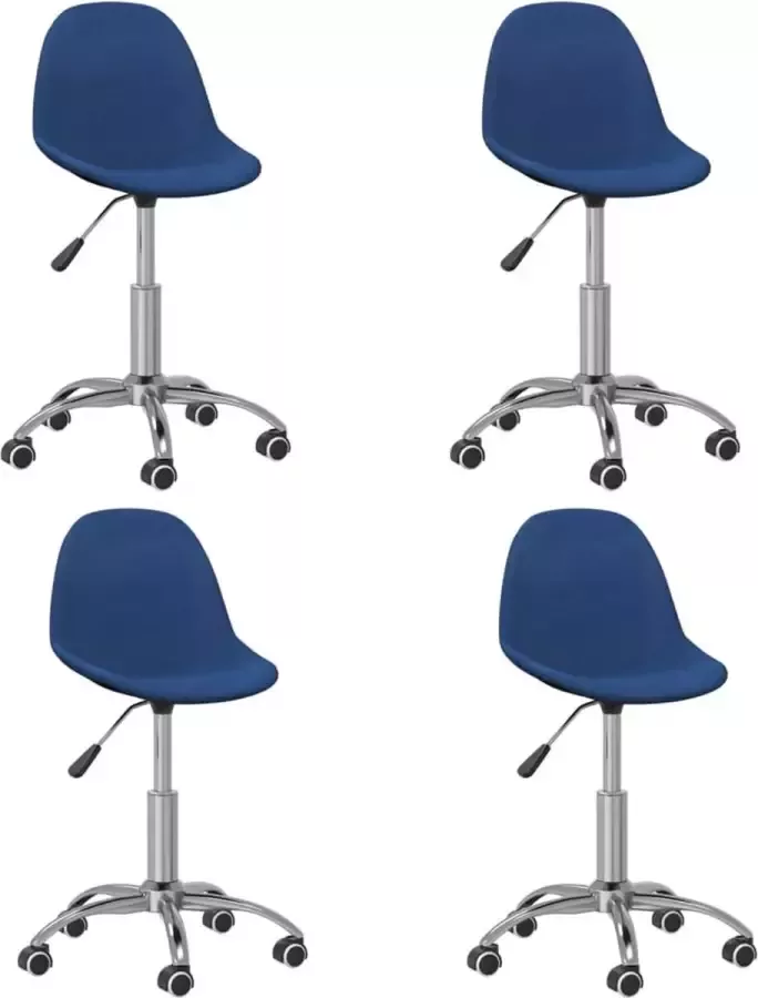 VidaXL -Eetkamerstoelen-draaibaar-4-st-stof-blauw - Foto 2