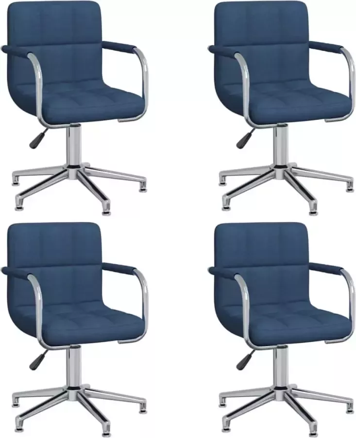 VIDAXL Eetkamerstoelen draaibaar 4 st stof blauw