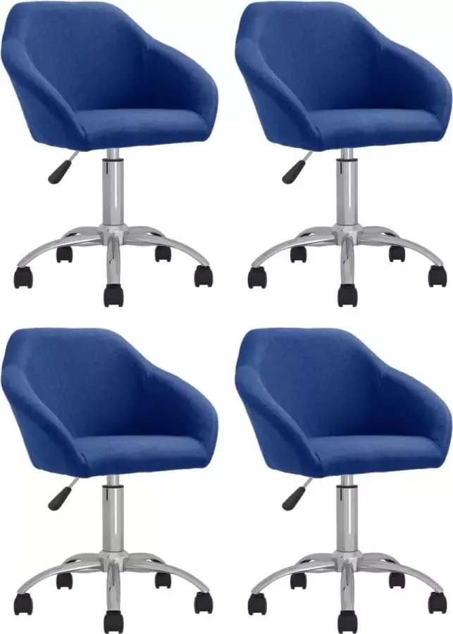 VidaXL -Eetkamerstoelen-draaibaar-4-st-stof-blauw