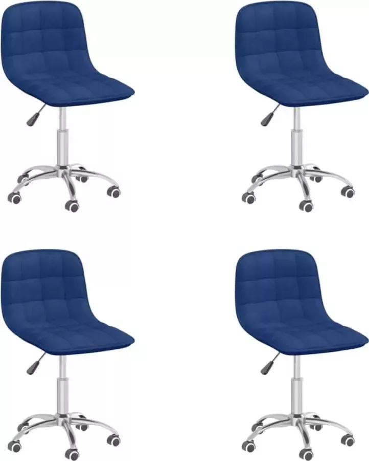 VidaXL -Eetkamerstoelen-draaibaar-4-st-stof-blauw
