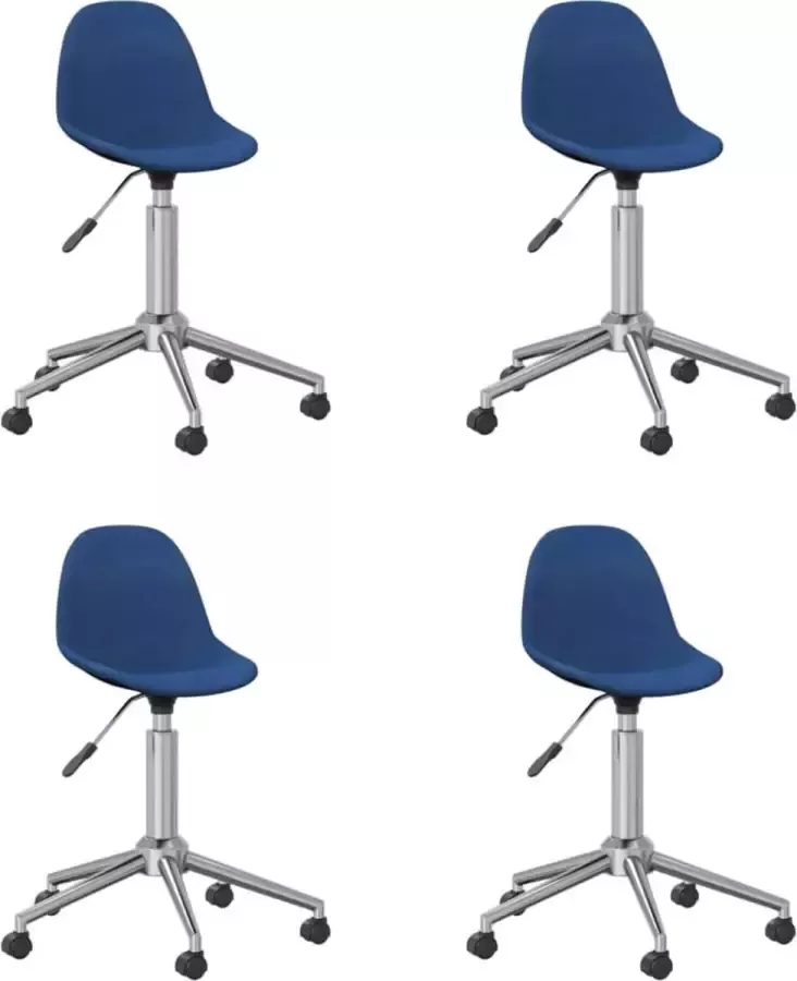 VidaXL -Eetkamerstoelen-draaibaar-4-st-stof-blauw