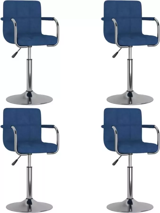 VIDAXL Eetkamerstoelen draaibaar 4 st stof blauw - Foto 2