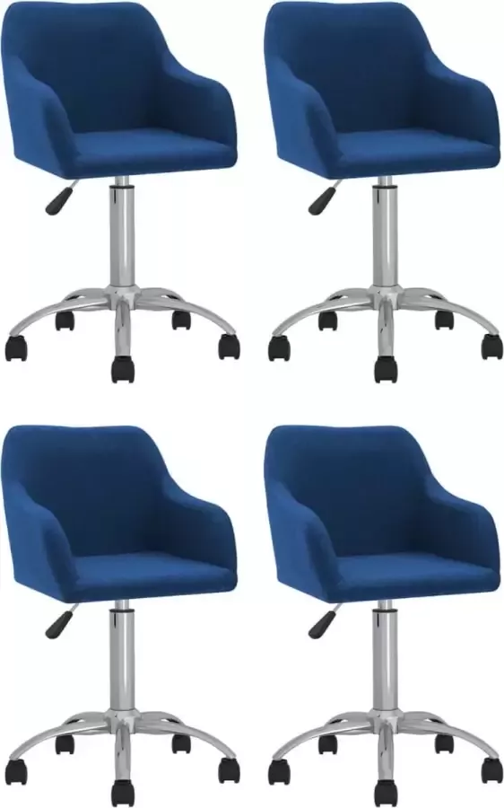 VidaXL Eetkamerstoelen draaibaar 4 st stof blauw